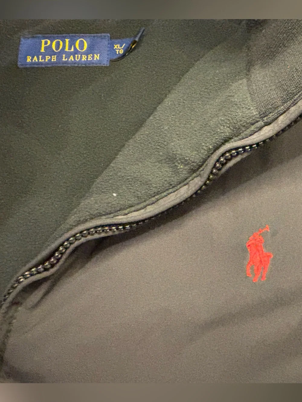 Ralph Lauren Black Lightweight Zip Shirt Jacket with Red Polo Logo